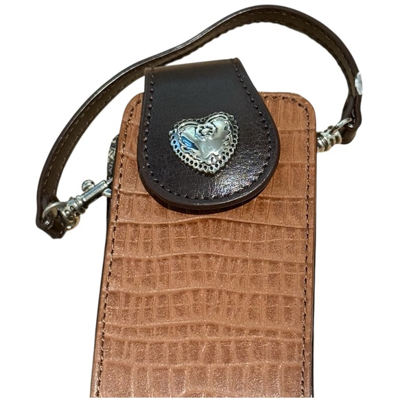 Langdon Leather Manhattan Cell Phone Case Croc Embossed Faux Brown‎ Clip - Picture 4 of 9